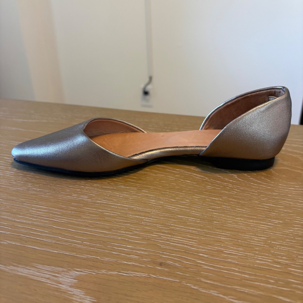 J. Jill Womens Metallic Pewter Leather d'Orsay Pointed Toe Flats Size 8.5 - Picture 3 of 9